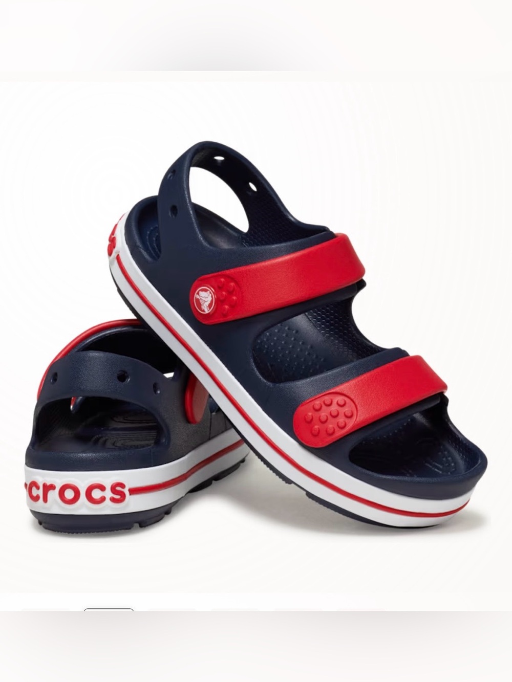 CROCS Kids Navy & Red Double-Strap Sandals